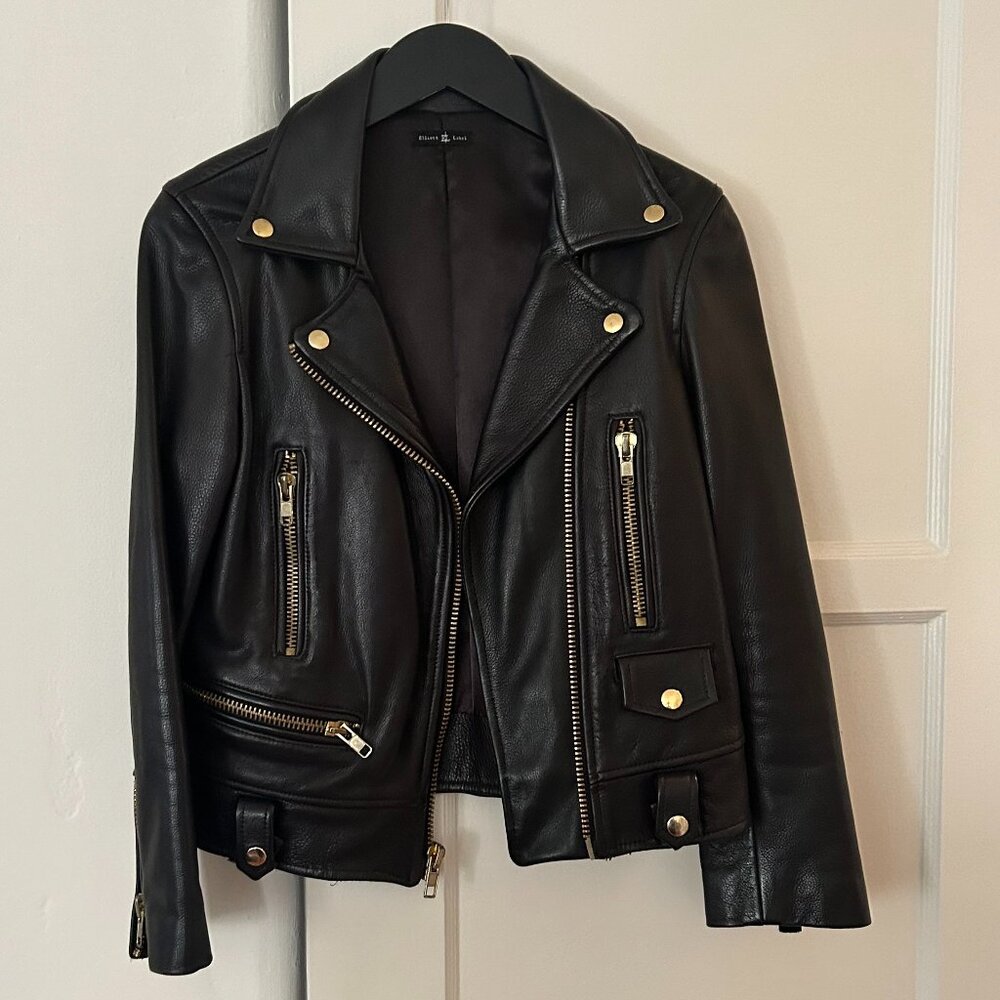 Rare Elliot Label Black Leather Bomber Jacket